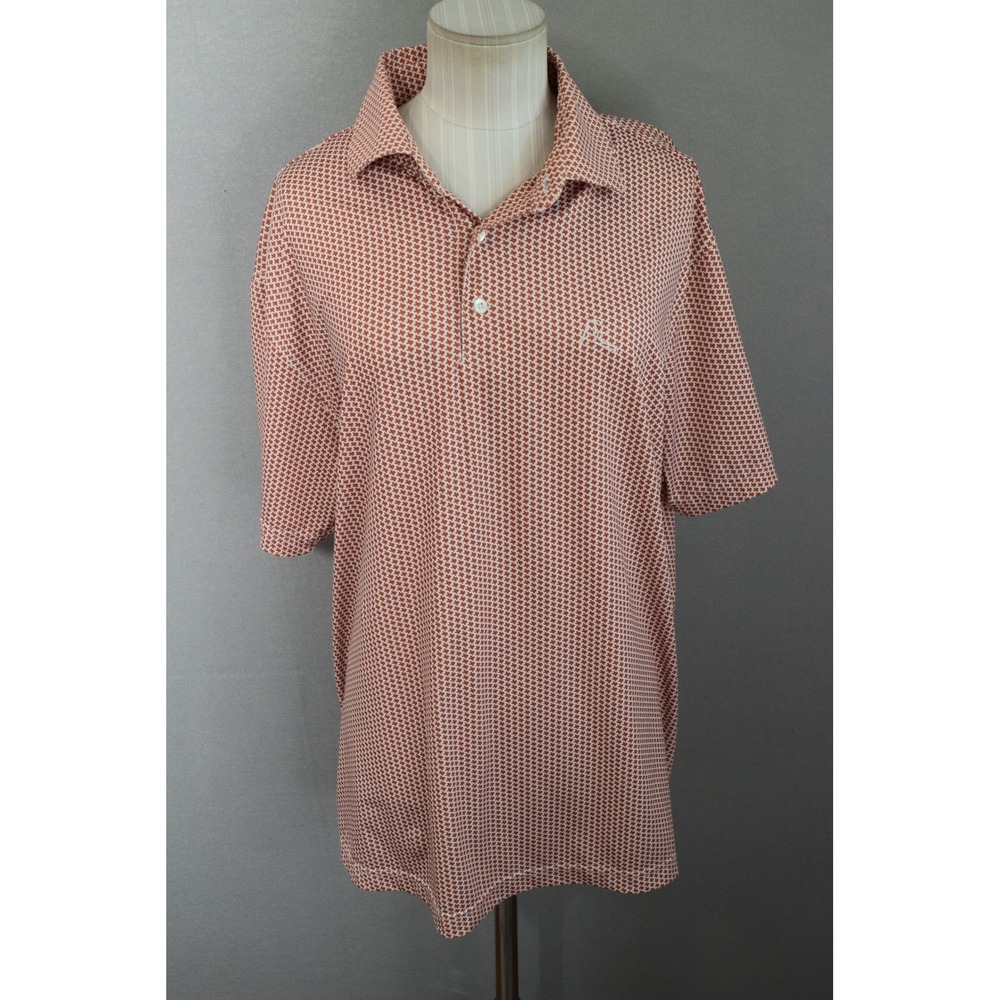 Rhoback Polo Shirt Large Orange Texas Pattern Performance Golf Mens Short Sleeve